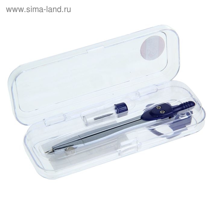 Циркуль металлический 120 мм Calligrata, в пластиковом пенале, с запасным грифелем Циркуль металлический 120 мм Calligrata, в пластиковом пенале, с запасным грифелем