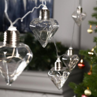 Гирлянда &laquo;Нить&raquo; 3 м с насадками &laquo;Лампочки кристалл&raquo;, IP20, прозрачная нить, 80 LED, свечение белое, 8 режимов, 220 В