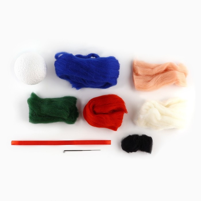 Валяние из шерсти на новый год. Игрушка своими руками &laquo;Дед Мороз&raquo;, d = 7 см, новогодний набор для творчества