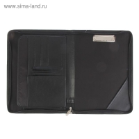 Пaпка деловая, искусственная кожа, для бумаг, 360 х 260 х 30 мм, с металлическим прижимом, 6Д07 "Люкс " чёрная