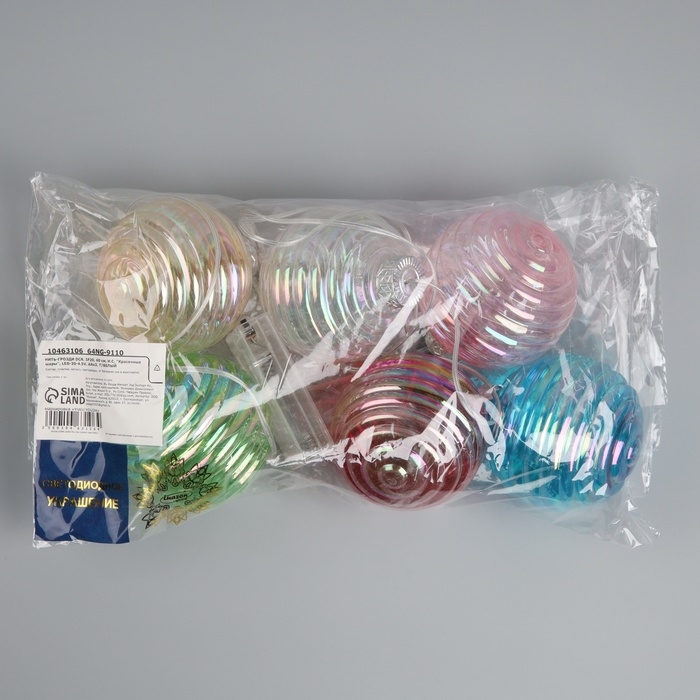 Гирлянда &laquo;Нить-гроздь&raquo; 60 см, нить прозрачная, &laquo;Красочные шары&raquo;, 30 LED, 4.5 В, батарейки ААх3 (нет в комплекте), свечение тёплое белое