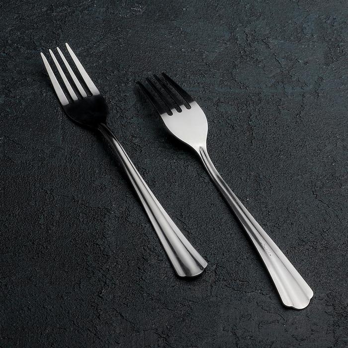 Вилка столовая &laquo;Новинка&raquo;, длина 19,8 см, толщина 1,2 мм, упрощённой обработки, цвет серебряный