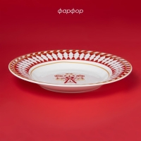 Тарелка новогодняя глубокая Доляна &laquo;Парк аттракционов&raquo;, d=20,5 см, 150 мл, фарфор, цвет белый