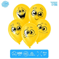 Воздушный шар латексный 12" &laquo;Улыбки мордочки&raquo;, 100 шт., МИКС