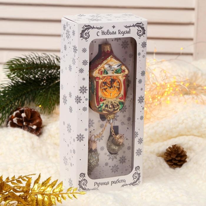 Ёлочное украшение "Часы с шишками" 22 см