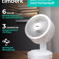 Настольный вентилятор T-DF422, с аккумулятором, USB-зарядка