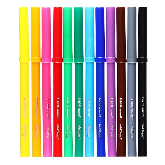 Фломастеры 12 цветов ErichKrause Easy Washable, 1-2 мм, европодвес, ультраяркие цвета, МИКС