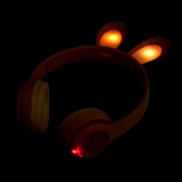 Наушники беспроводные &laquo;Зайчик&raquo;, звуковые и световые эффекты, складные, цвет розовый