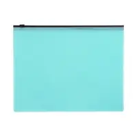 Папка-конверт на ZIP-молнии A5, 150 мкм, Calligrata Pastel, прозрачная, чёрная молния, бирюзовая