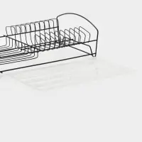 Сушилка для тарелок и кружек с поддоном 39*25*12 см, цвет черный