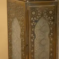 Подсвечник фонарь "Золотое кружево" железо 19,5х19,5х35,5 см