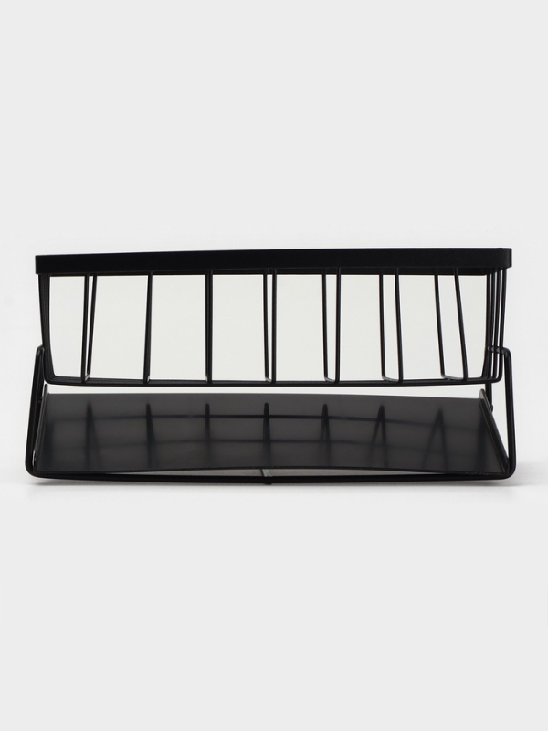 Подставка для мыла и губки со сливом, цвет черный