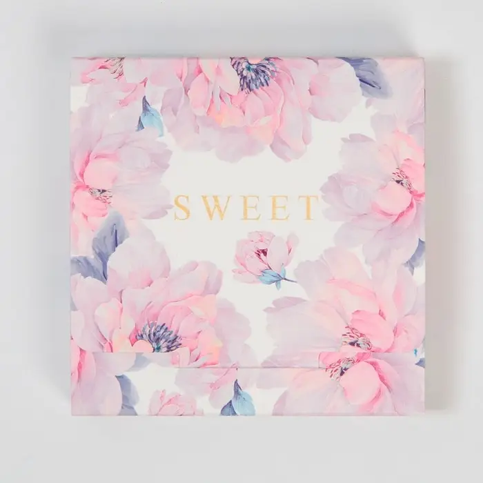 Коробка для шоколада, кондитерская упаковка, &laquo;Цветы&raquo;, с окном, 10.2 х 1.4 х 10.2 см