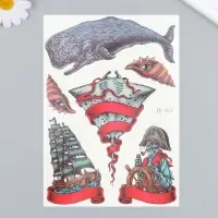 Переводные тату на тело цветные &laquo;Морские истории&raquo;, 21&times;14.8 см