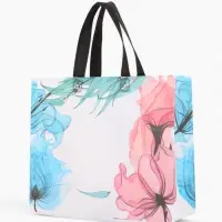 Сумка для покупок Цветы, 32*10*26. отд без молнии, серый