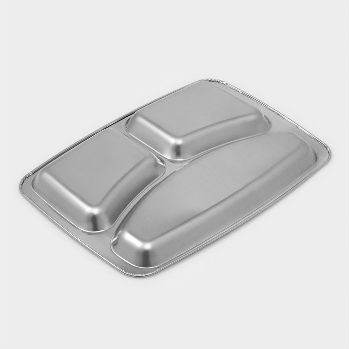 Поднос из нержавеющей стали, 3 секции