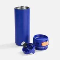 Термостакан X1 с цветной кнопкой, синий с оранжевым