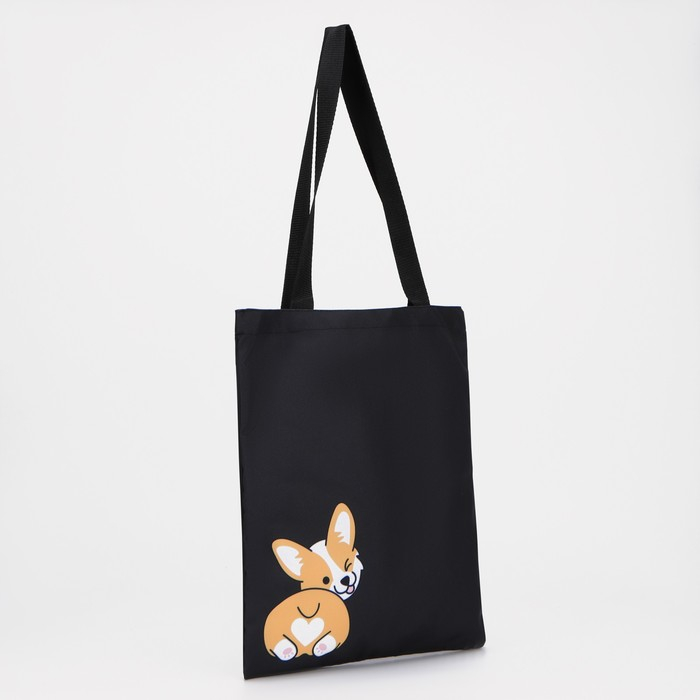Сумка-шопер &laquo;Корги&raquo;, без молнии, без подкладки, цвет чёрный