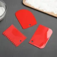 Набор шпателей кондитерских Доляна, 3 предмета: 12&times;8 см, 11&times;7.5 см, 8.8&times;12.2 см, МИКС