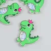 Шейкер для творчества акрил "Зелёный динозаврик в короне" с глиттером 0,5х3,9х5,6 см