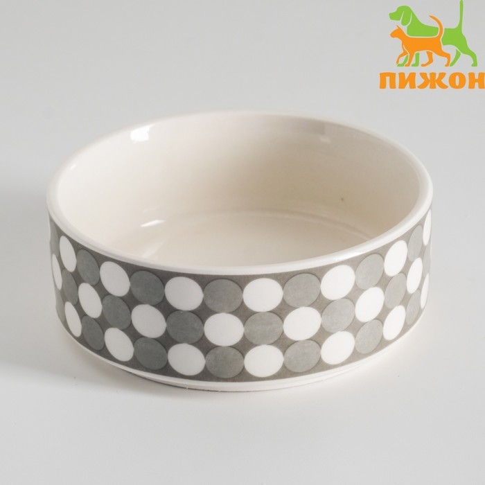 Миска керамическая "Горошек" 200мл, 10,5 х 4 см, серая