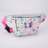 Сумка детская поясная &laquo;Котёнок&raquo; на молнии, серебристая