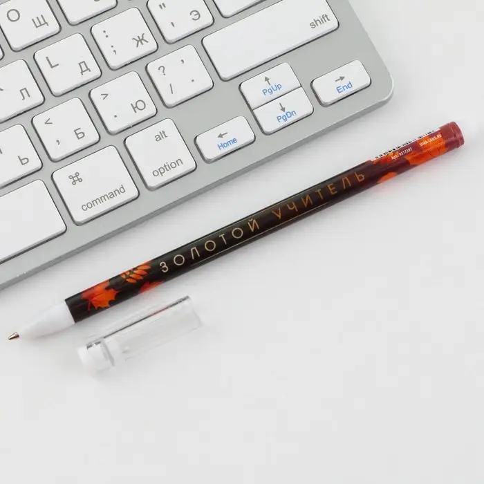 Ручка шариковая пластик с колпачком, синяя паста, шариковая 0.5 мм &laquo;Золотой учитель&raquo;