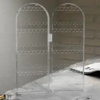 Подставка-книжка под серьги, 2 секции, 8 рядов, 21&times;1&times;28 см цвет прозрачный,