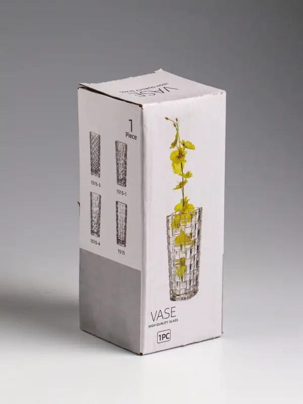 Ваза настольная стекло "Геометрия" лучики, 15,5х5,5 см, прозрачный