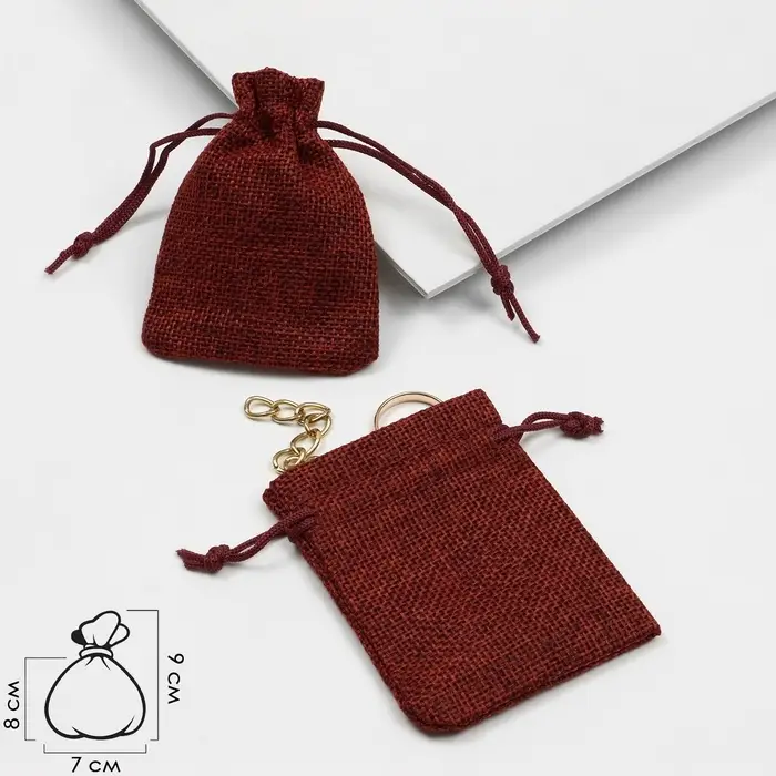 Мешочек подарочный &laquo;Льняной&raquo; 7&times;9, бордовый