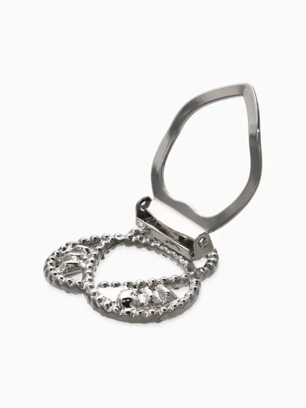 Зажим для платка "Узоры" три нити, цвет белый в серебре