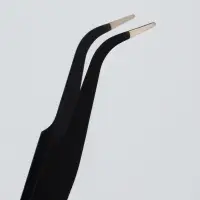 Пинцет для наращивания ресниц, загнутый, L - изгиб, 10 см, чёрный