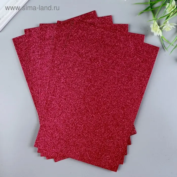 Фоамиран глиттерный Magic 4 Hobby 2 мм  цв. малиновый, 20х30 см