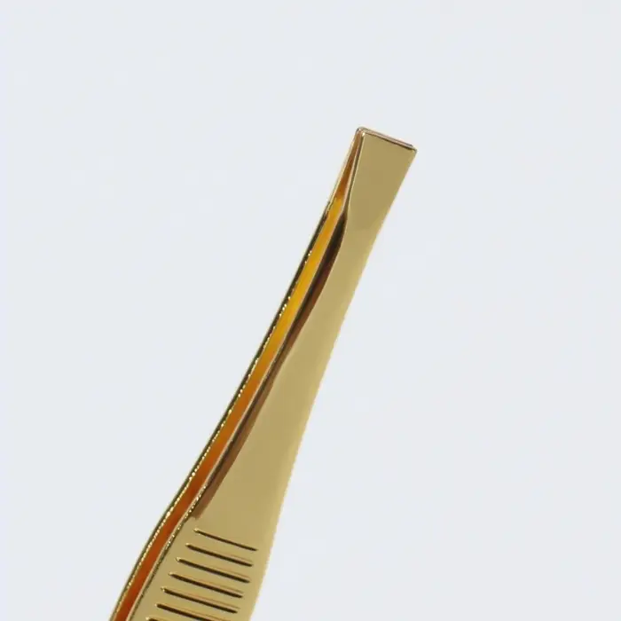 Пинцет прямой, широкий, 8.5 см, цвет золотистый