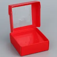 Коробка для бижутерии с PVC окном 8&times;8&times;3 см, красный