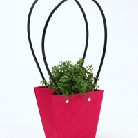 Сумка для цветов тиснение малина влагостойкая, 12x12-8x8-12.5 см