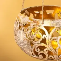 Подсвечник подвесной из кокоса, 14&times;14&times;10 см, золотисто-белый