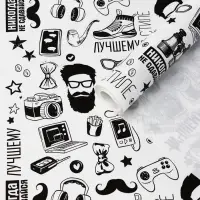 Крафт бумага "На стиле" черный цв. на белом фоне 0,72 х 10 &plusmn;5% м, 60 гр