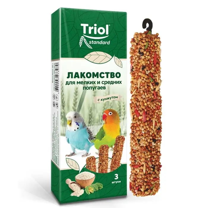 Лакомство "Triol" для мелких и средних попугаев с кунжутом, 3 шт, 80г