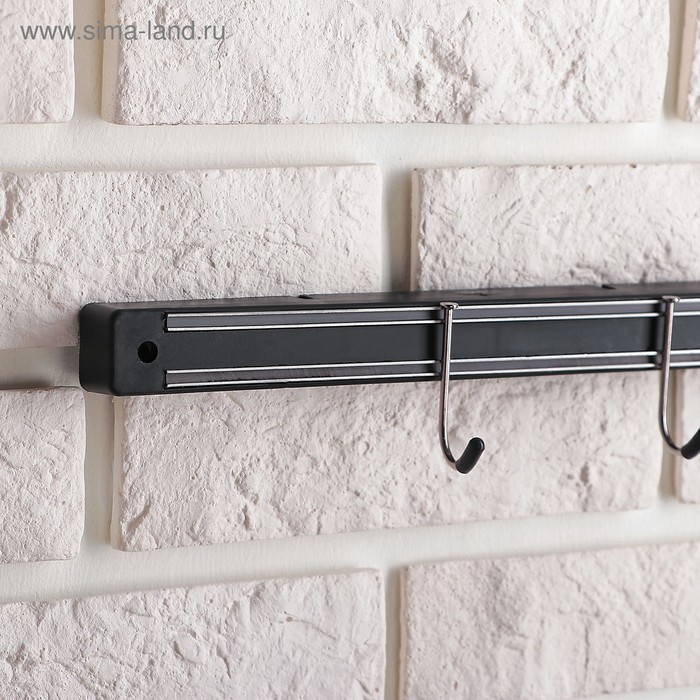 Держатель для ножей магнитный Доляна &laquo;Линия&raquo;, с крючками, 51 см