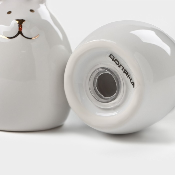 Набор для специй Доляна &laquo;Зайка в золотом&raquo;, 2 предмета: солонка 50 мл, перечница 50 мл, цвет белый