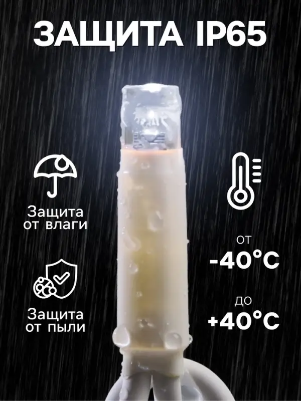 Гирлянда &laquo;Занавес&raquo; 2 &times; 3 м, IP65, УМС, белая нить каучук, 600 LED, свечение белое, 220 В