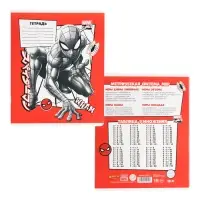 Тетрадь в клетку 18 листов, 5 видов МИКС, обложка мелованный картон, &laquo;Человек-паук&raquo;