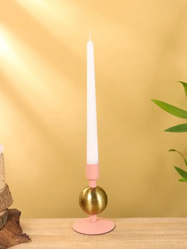 Подсвечник на 1 свечу текстурный "Пудровый" с 1 сферой 7,5х7,5х11,5 см