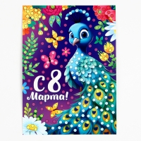 Аппликация жемчужными полубусинами &laquo;Прекрасный павлин&raquo;