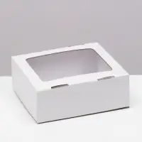 Коробка сборная, крышка-дно "белая" с окном 21х18х8 см
