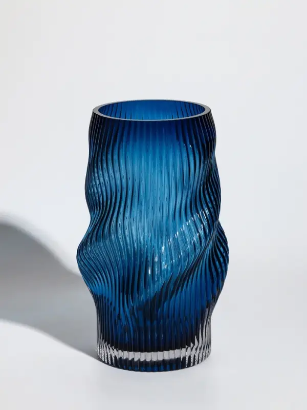 Ваза стекло настольная "Ванесса" волны, 24х12 см, синий