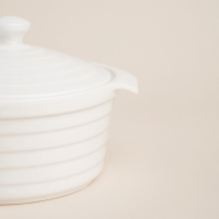 Кастрюля из жаропрочной керамики SL Home &laquo;Санторини&raquo;, 750 мл, 19&times;16&times;7,5 см, цвет белый