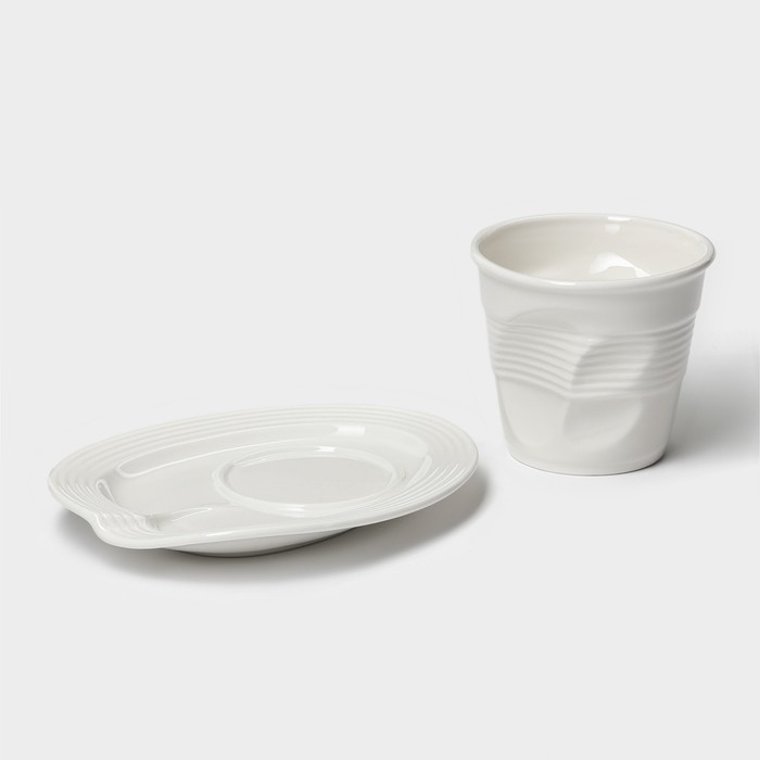 Чайная пара фарфоровая Magistro &laquo;Бланш&raquo;, 2 предмета: чашка 300 мл, блюдце, цвет белый