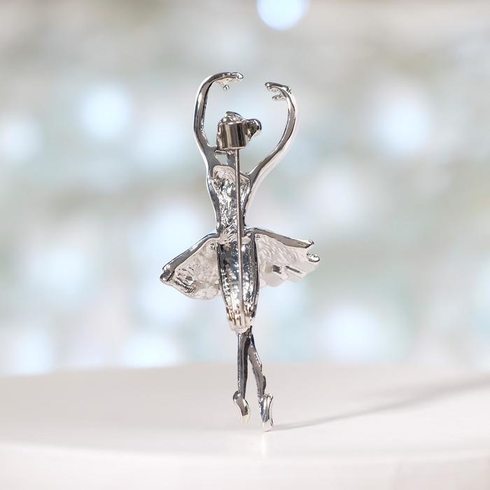 Брошь &laquo;Балерина&raquo;, цвет бело-голубой в серебре